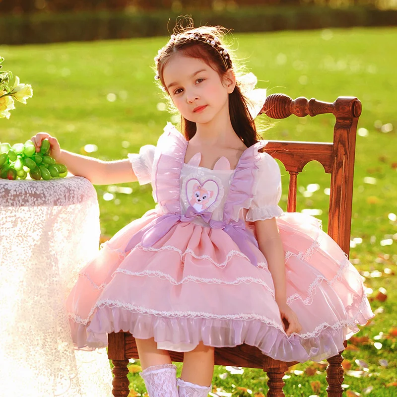 Summer New Girls Short Sleeve Chiffon Dress Children Lovely Lolita Skirt