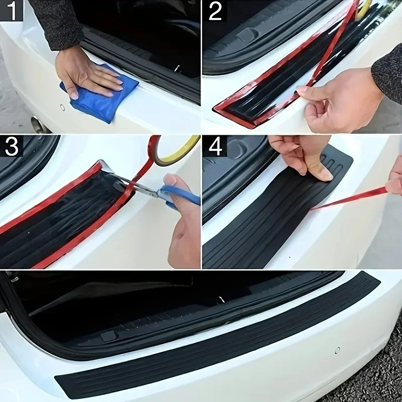 1pcs Universal Car Trunk Door Sill Plate Protector Rear Bumper Guard Rubber Mouldings Pad Trim Cover Strip Car Accessories