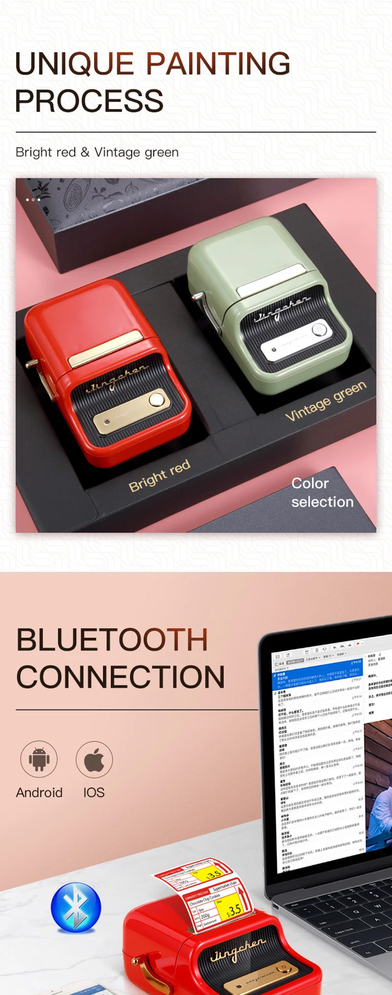 fio, Bluetooth, Label Maker, multifuncional, auto-adesivo, Máquina de etiquetas de bolso