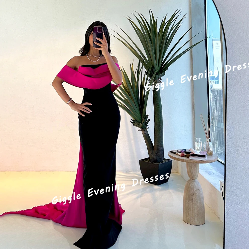Giggle Crepe Off-The-Shoulder Elegance Prom Gown arabia saudita abiti da sera attillati al pavimento per le donne 2024