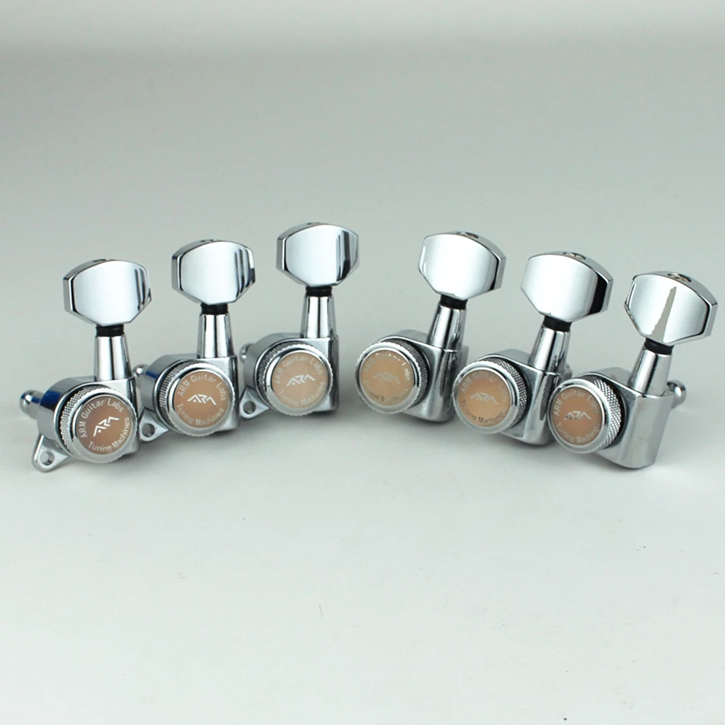 Premium Black Locking Guitar Tuners/String Pegs - Set of 6, Made in Korea