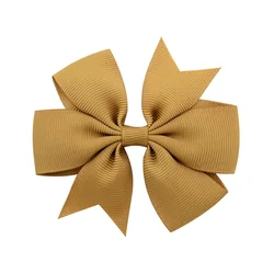 Vibrant Solid Grosgrain Ribbon Hair Bows for Girls - Boutique Hair Clips & Accessories (No 2 Light Coffee)