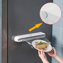

New Cling Film Cutting Box Wall-mounted Suction Cup Adjustable Plastic Wrap Cutter Home Food Storage Kitchen Tools Dropshipping