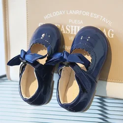 Toddler Girl Leather Dress Shoes - Cute Oxfords in Bright Colors for Parties and Dance (Dark Blue)
