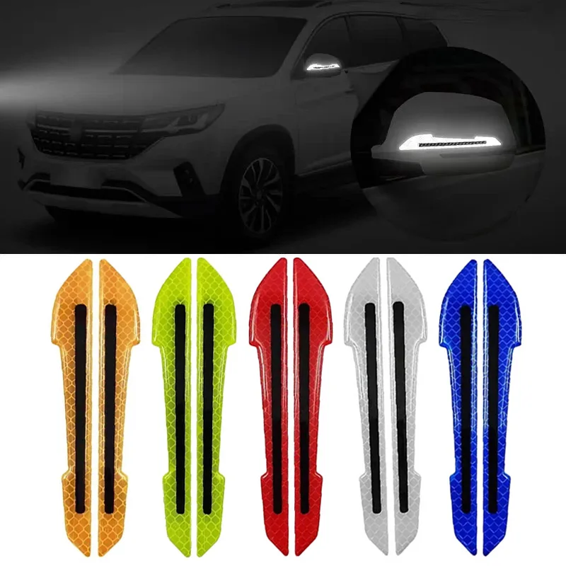 2PCS reflective car sticker Door Bumper Strip Car Mirrors Anti scratch Protection Glow in the dark