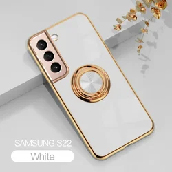 Electroplated Soft Back Phone Case with Ring Holder - Galaxy S26 UItra (White)