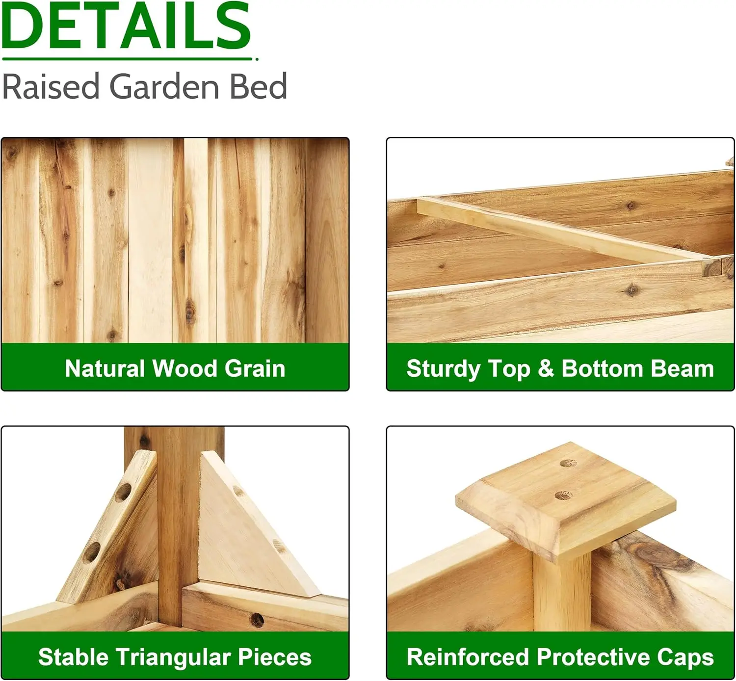Acacia Wood Raised Garden Bed with Legs (48"x24"x30") 6