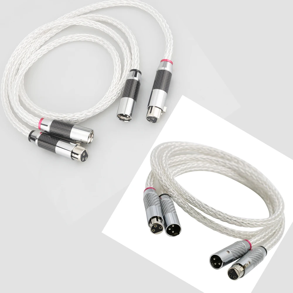 Cabo de Áudio Banhado a Prata com Fibra de Carbono Xlr Equilibrado Xlr Connector Occ 16 Fios Alta Qualidade Alta Qualidade 8ag - Image 3