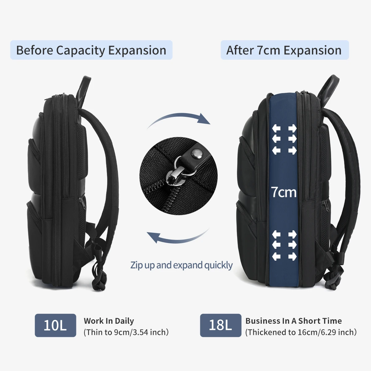 Lifetime Warranty Expandable Backpack Men Thin Bag For Men Travel Back Pack Waterproof Male 15.6inch Laptop Backpack Bag Mochila 3