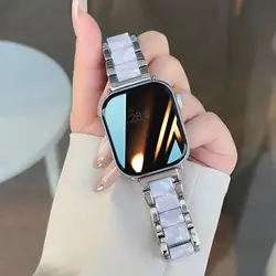 Elegant Thin Metal Resin Strap Women's Bracelet - 42(S3) 44 45 46 49mm (718 Silver)