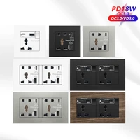 Universal 18W Type-C Quick charge 3/5-pin socket,Uk Wall Electrical Outlet with USB charger,White smart Double Power socket plug - Image 2