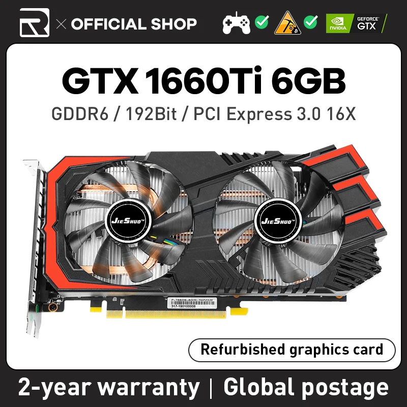 Scheda Grafica Jieshuo Nvidia Gtx 1660Ti 6Gb Gddr6 192Bit Hdmi * 1 Pci-E Supporto Gaming Desktop Gtx 1660Ti Scheda Video Gpu