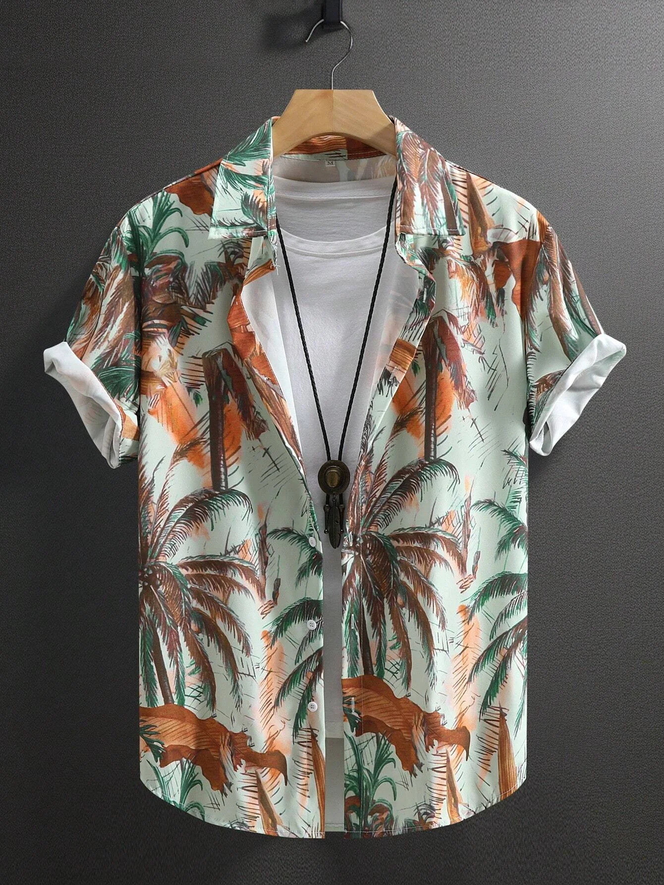 

Summer Coconut Tree Men's Palm Graphics Shirt Summer Aloha Shirt Casual Turndown Short Sleeve Stretch Fabric Shirt Harajuku