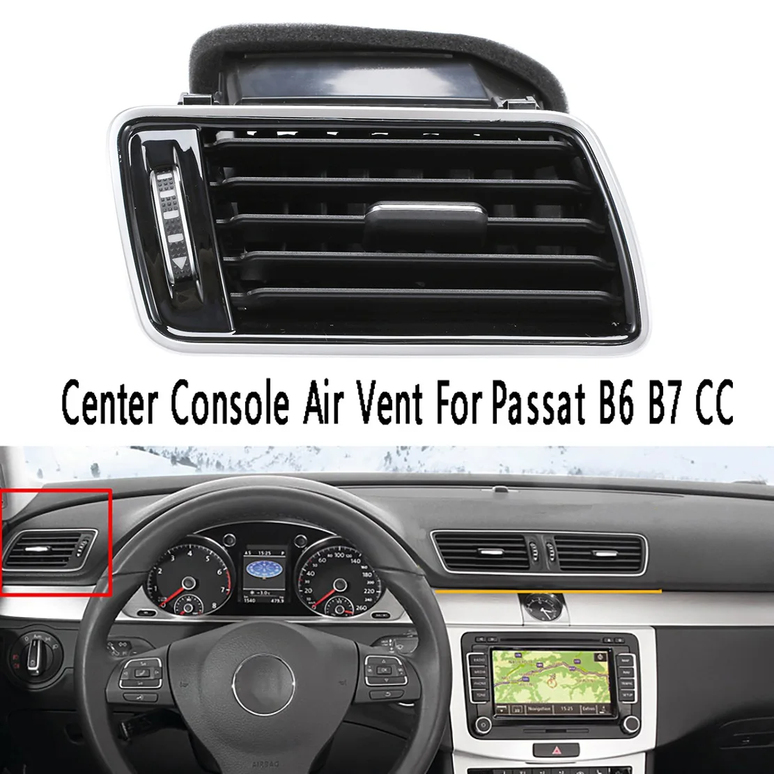 Car Right A/C Air Vent Center Console Air Condition Vents Central Outlet Assembly for-VW Passat B6 B7 CC 3AD819702A