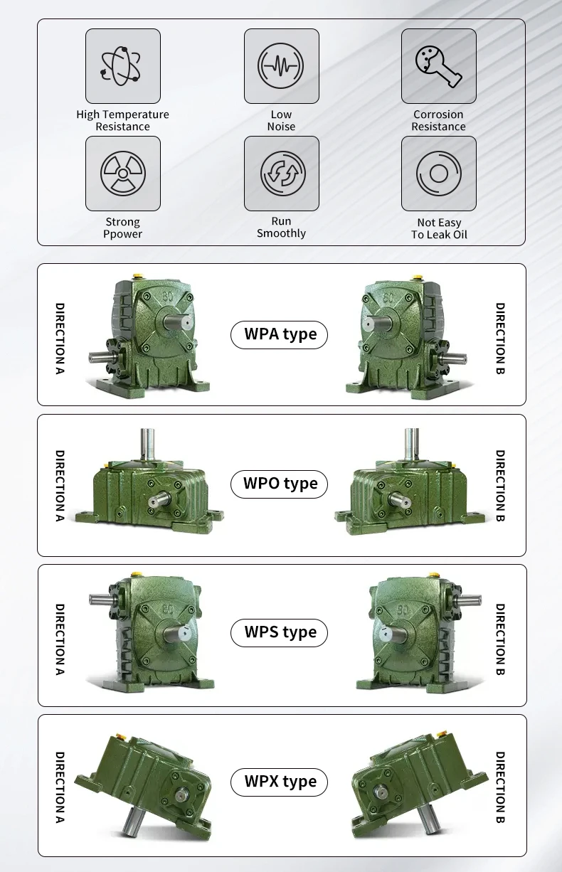 WPA WPS WPO WPX40 50 60 70 80 100 Getriebe, Eisengehäuse, Schneckengetriebe, Untersetzungsgetriebe, kleiner Motor, Getriebe, Untersetzungsbox – Detail 2