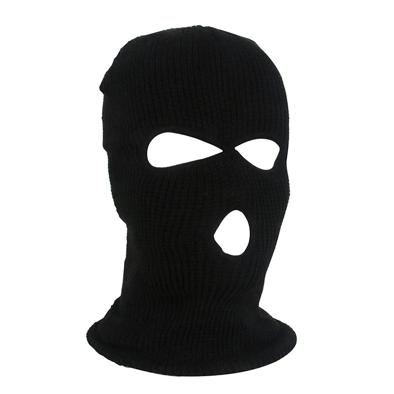 Motorcycle Windproof Full Face Knit Hats Ski Mask Men Warm Wool Balaclava Winter Hats Knitted 3 Holes Ski Mask 4