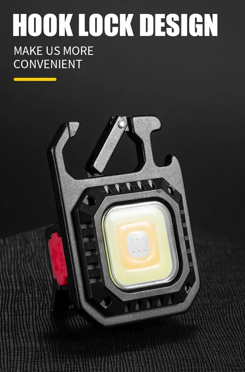 Outdoor Super Mini Portable LED Flashlight Keyring Rechargeable Multi Light Source Lamp with Magnet Bottle Opener Flashlight