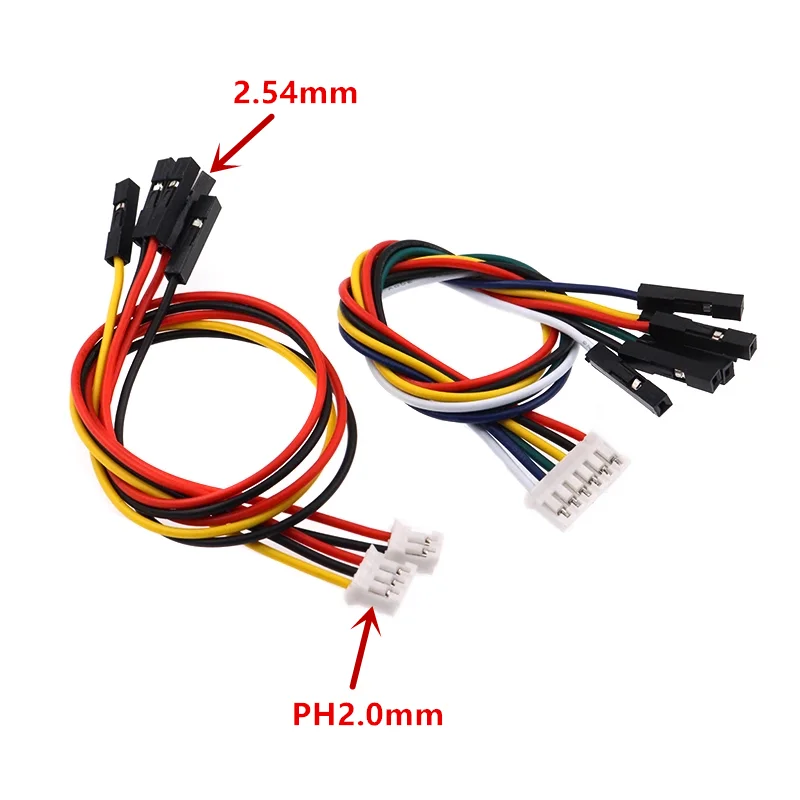 5PCS PH2.0  Male To 2.54 Dupont Head 2P/3P/4P/5P/6P 2.0 Pitch Plug Electronic Wires Cables Line Terminal Socket Length 20CM