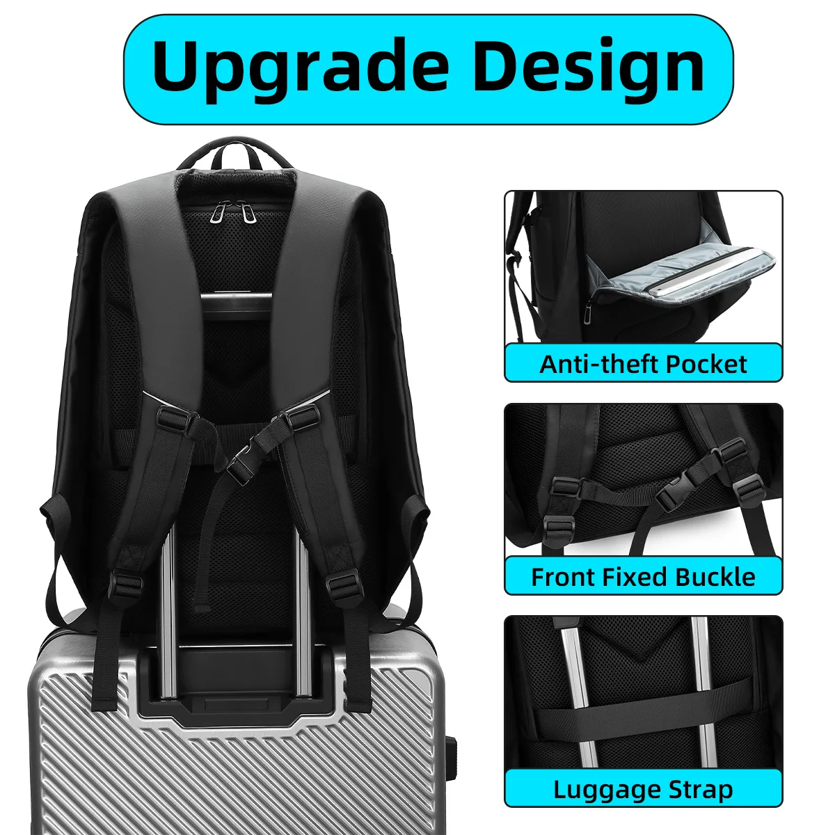 Upgrade Travel Backpack Men Waterproof Functional with USB Charging 17Inch Laptop Backpacks Male Business Bag School Backpack