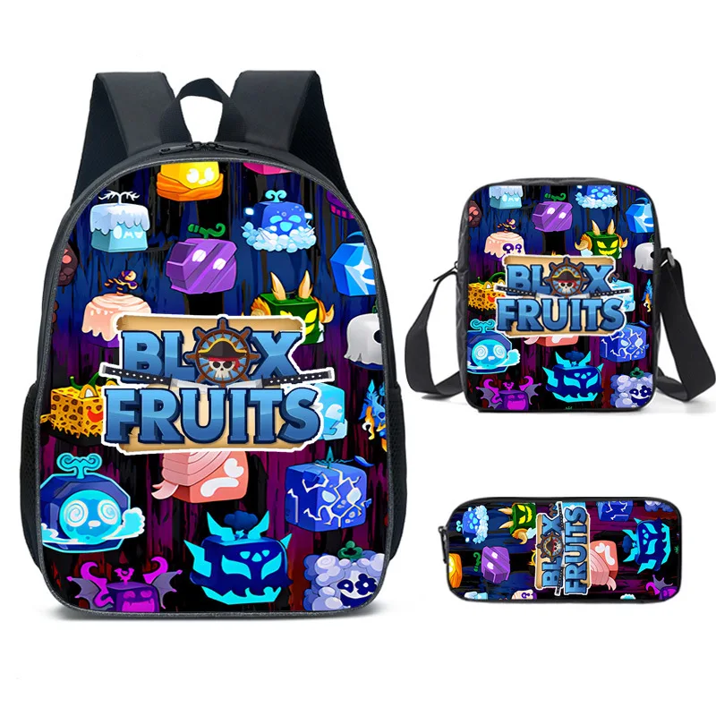 3 Pz-Set Roblox Animation Cartoon Game Blox Fruits Cool High-End School Bag Zaino Borsa A Tracolla Astuccio Zaino Mochila