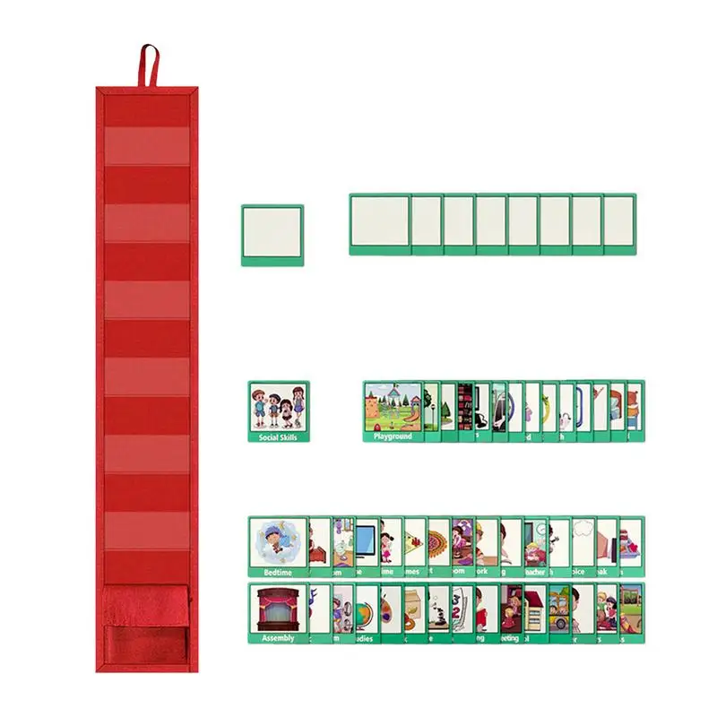 Visual Schedule Chart Mini Travel Schedule Pocket Chart Bedtime Routine Visual Pocket With 45 Activity card