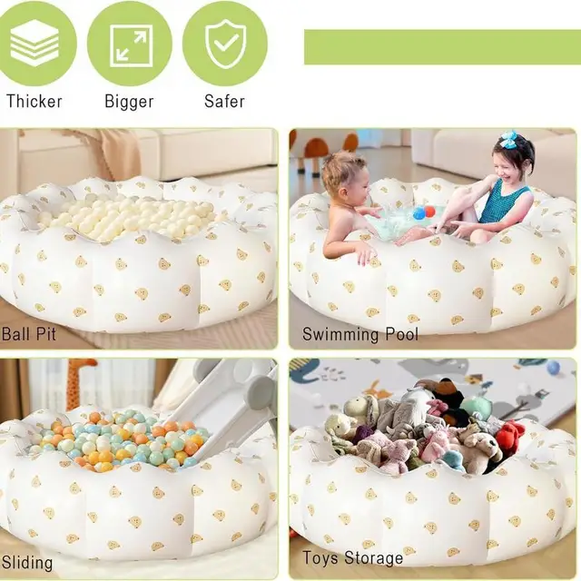 Blow Up Pool Flower Babies Pool Kids Inflatable Foldable Kiddie Pool Small Dip PVC Pool For Backyard Indoor Outdoor Use Sea Ball 5