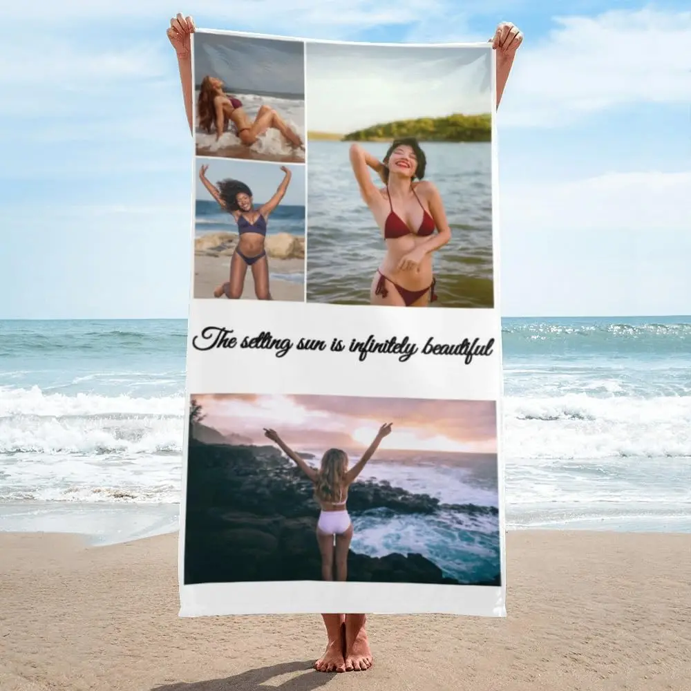 Personalised Beach Towel With Photo Collage Custom Bath Towel_voghion.com