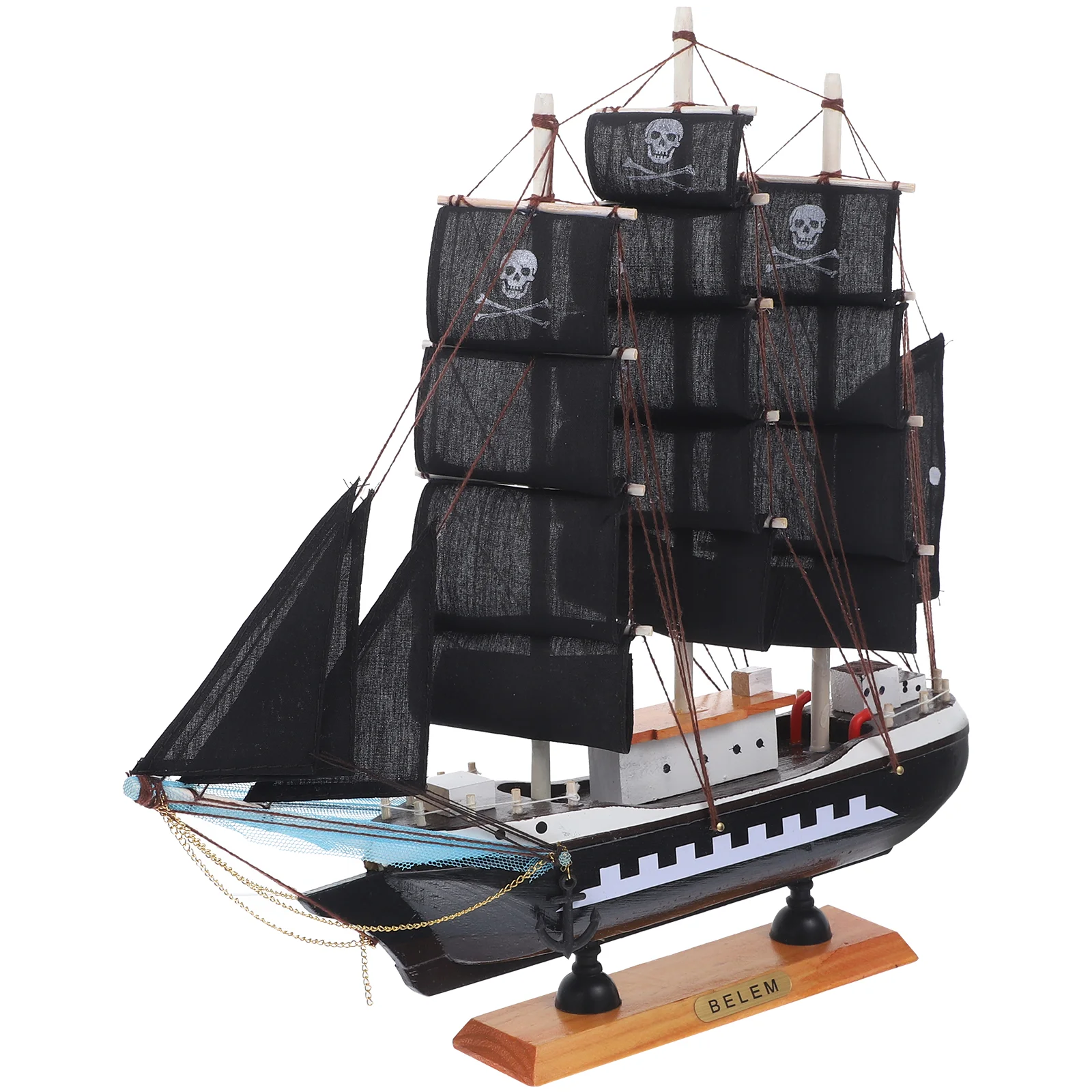 

Wooden Sailboat Model Pirate Ship Sailing Ocean Theme Sail Gift for Children Home Decor 33cm