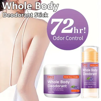 Natural Whole Body Deodorant Stick - Coconut Oil Base, No Alcohol,  60g set Travel-Friendly Peach Deodorant Underarm Removal 1