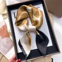 Luxury Brand 2024 Silk Square Scarf Women Cat Neck Hair Tie Band Beach Hijab Kerchief Head Headbands Bandana Female Foulard 70cm 3