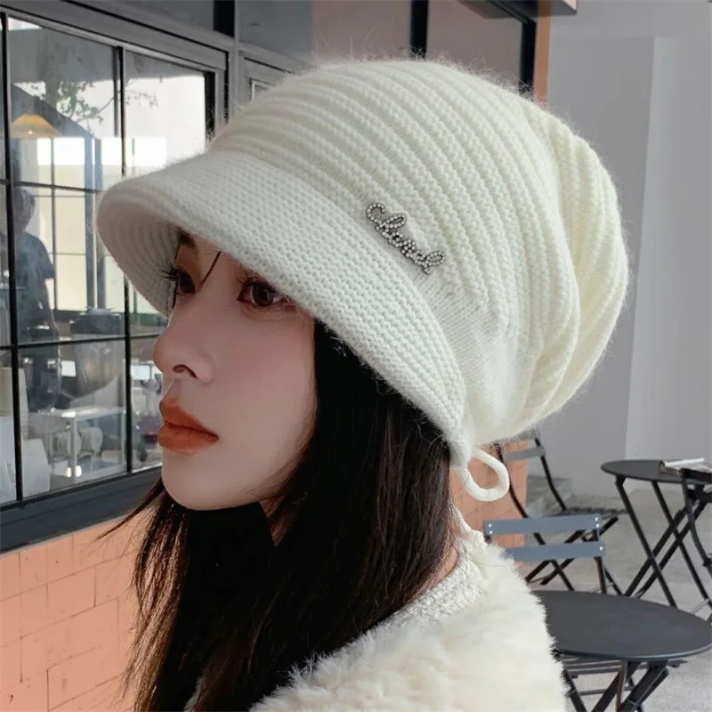 Winter new hat for women, autumn and winter Western style knitted hat, double-layer thick cold proof toe cap 5