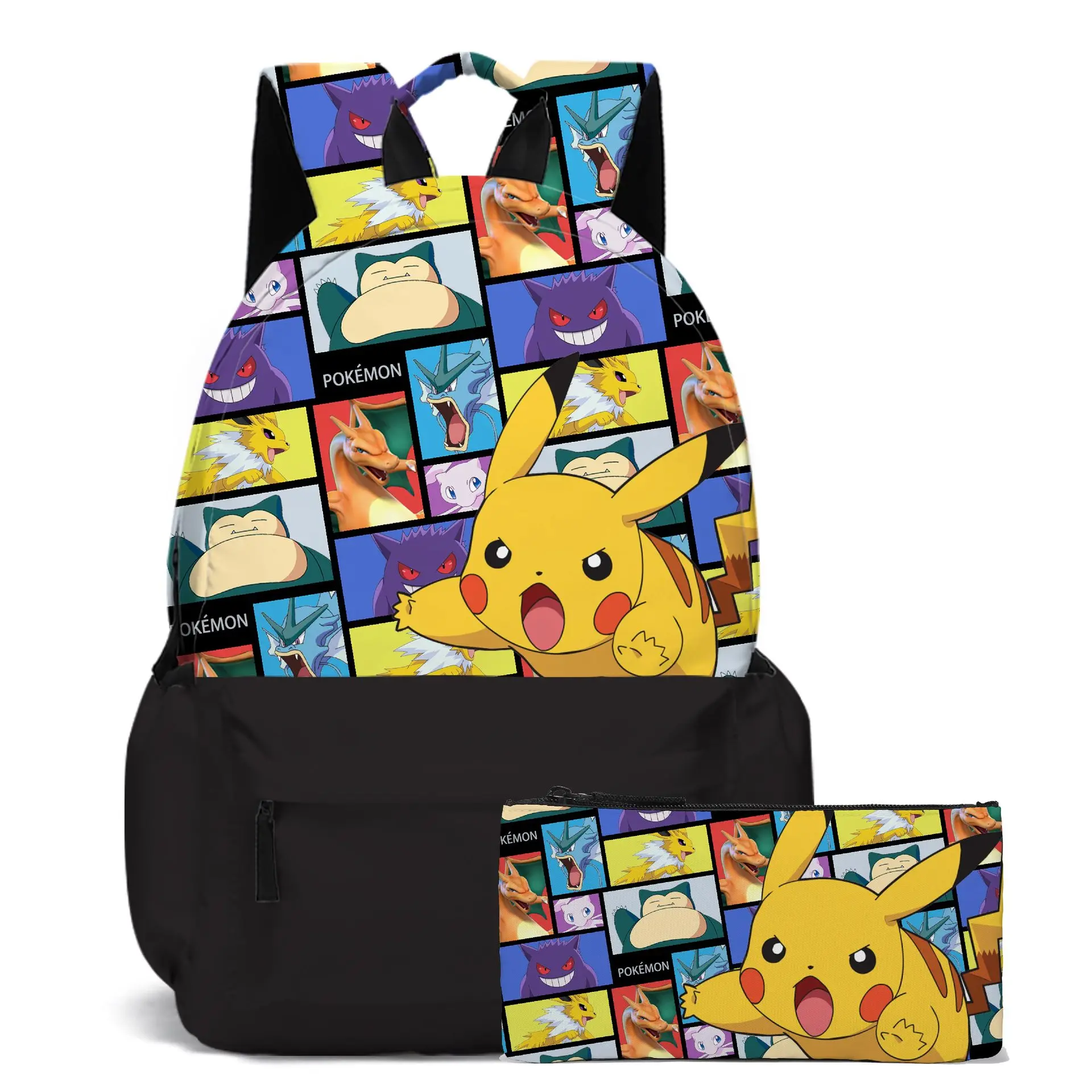 

New Product Pikachu Pattern Pokémon Primary and Secondary School Students Schoolbag Cartoon Anime Children Two-piece Backpack