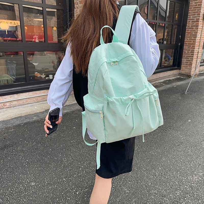 Japanese Ins Sweet Style Bow Lightweight Small Backpack High Value Fresh Fairy Shopping Outdoor Travel Double Shoulder Bag