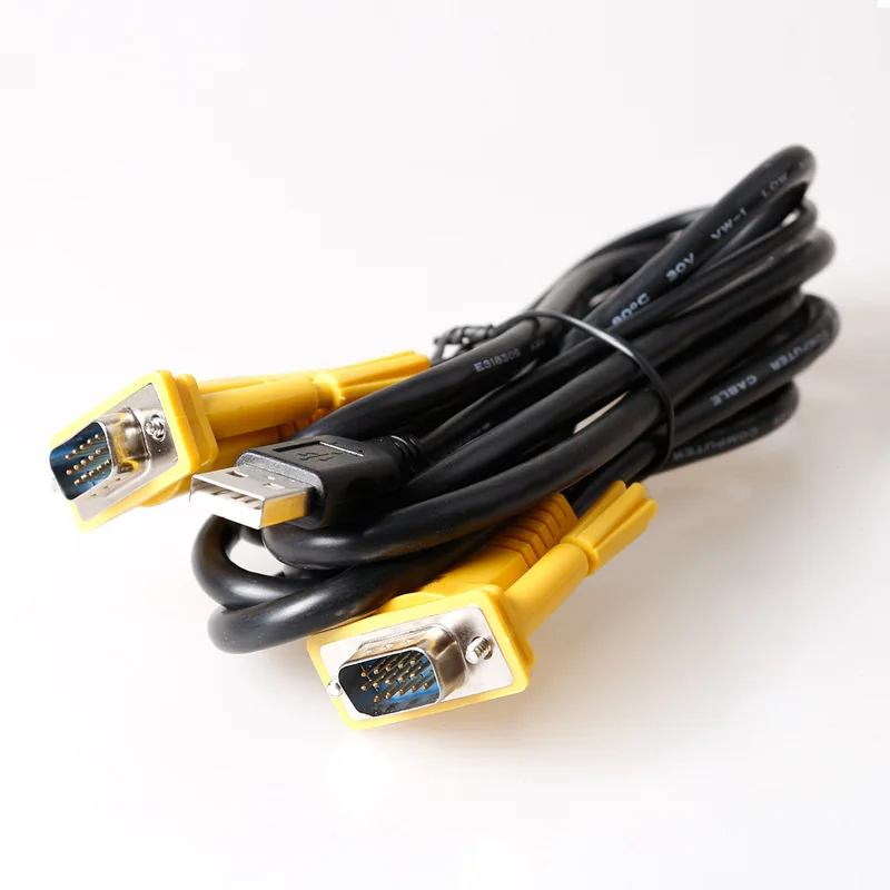 KVM 헤더 케이블 VGA에서 VGA + USB 행어 케이블, 슈퍼 시그널 변속기, 무손실 변속기 슈퍼 차폐, 1.5m, 3m, 5m