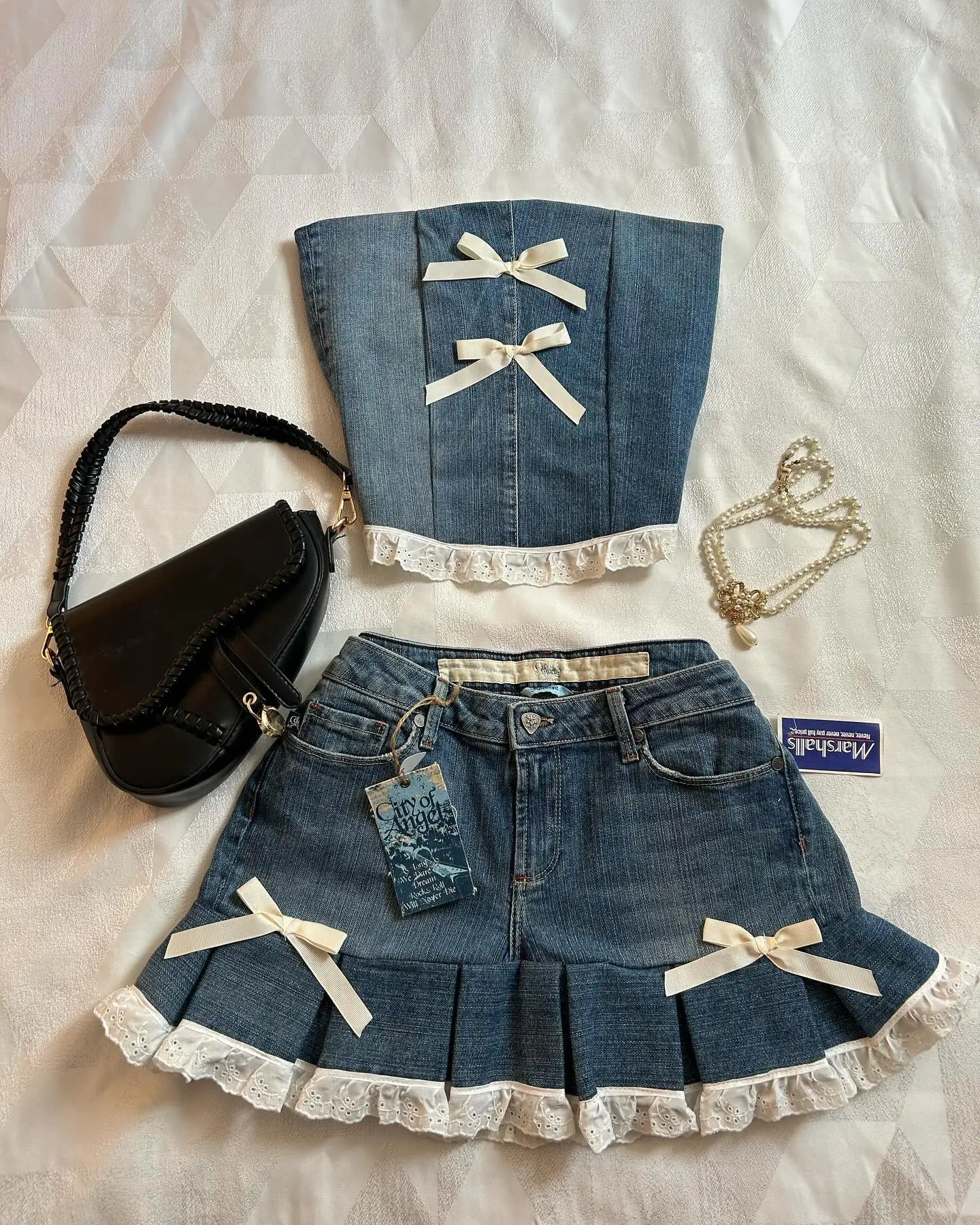New Sexy Denim Hot Girls A Line Harajuku Pleated Y2k Streetwear Gothic Pink Denim Skirt