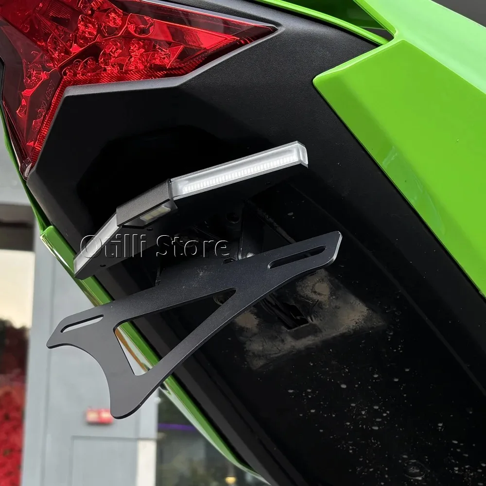 가와사키 닌자 ZX-10R ZX10R ZX10RR 2023 2024 2025 오토바이 후면 번호판 브래킷 홀더 LED 방향 지시등 포함