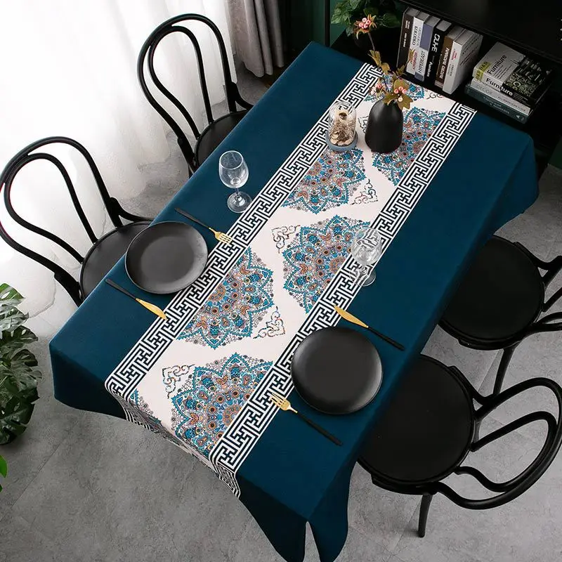 Dark Blue Rectangular Tablecloth Waterproof And Oilproof Tablecloth Home Wedding Decoration Table Cover Nappe De Table Nappe