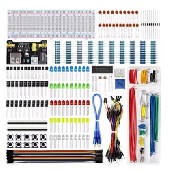 DIY Electronics Components Starter Kit with 830 Tie - Point Breadboard and Storage Box (Bag)