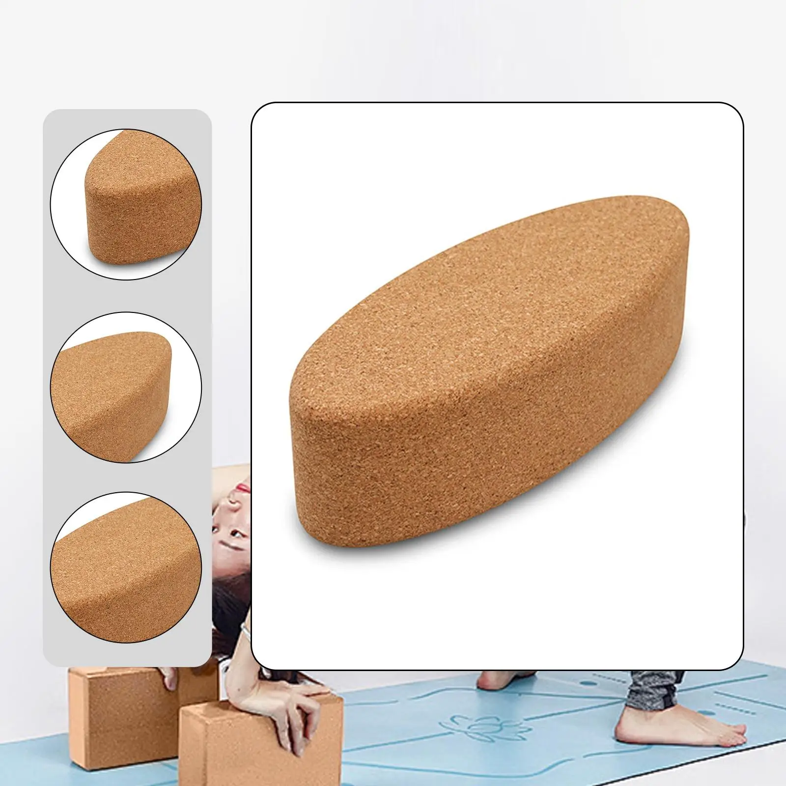 Cork Exercise Block Premium Supportive Yoga Prop Soft Lightweight Brick for Fitness Pilates Training