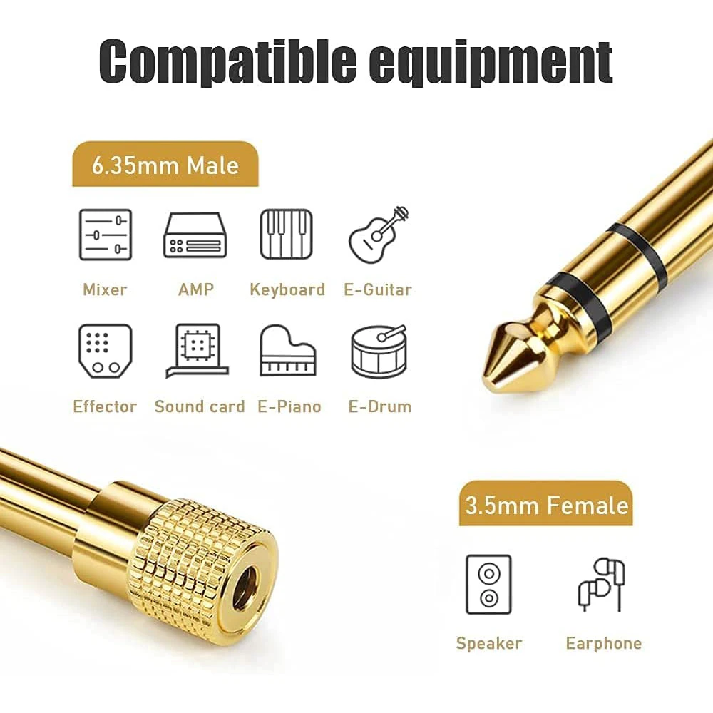 6.35mm (1/4 inch) Male to 3.5mm (1/8 inch) Female Stereo Headphone Audio Jack Adapter Plug for Aux Guitar Amplifier Speaker 3.5mm audio adapter audio headphone adapter