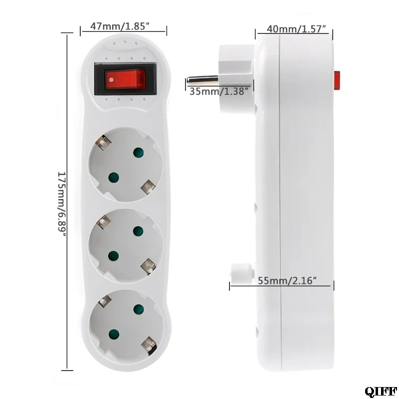 

16A European Type Conversion Plug 1 TO 3 Way EU Standard Power Adapter Socket EU standard Korea Expansion Socket