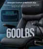 600LBS Big and Tall Office Chair with 5D Flip Arms, PU Leather Executive Chair, Adjustable Lumbar Support 3'' Wheel, Heavy Duty 3