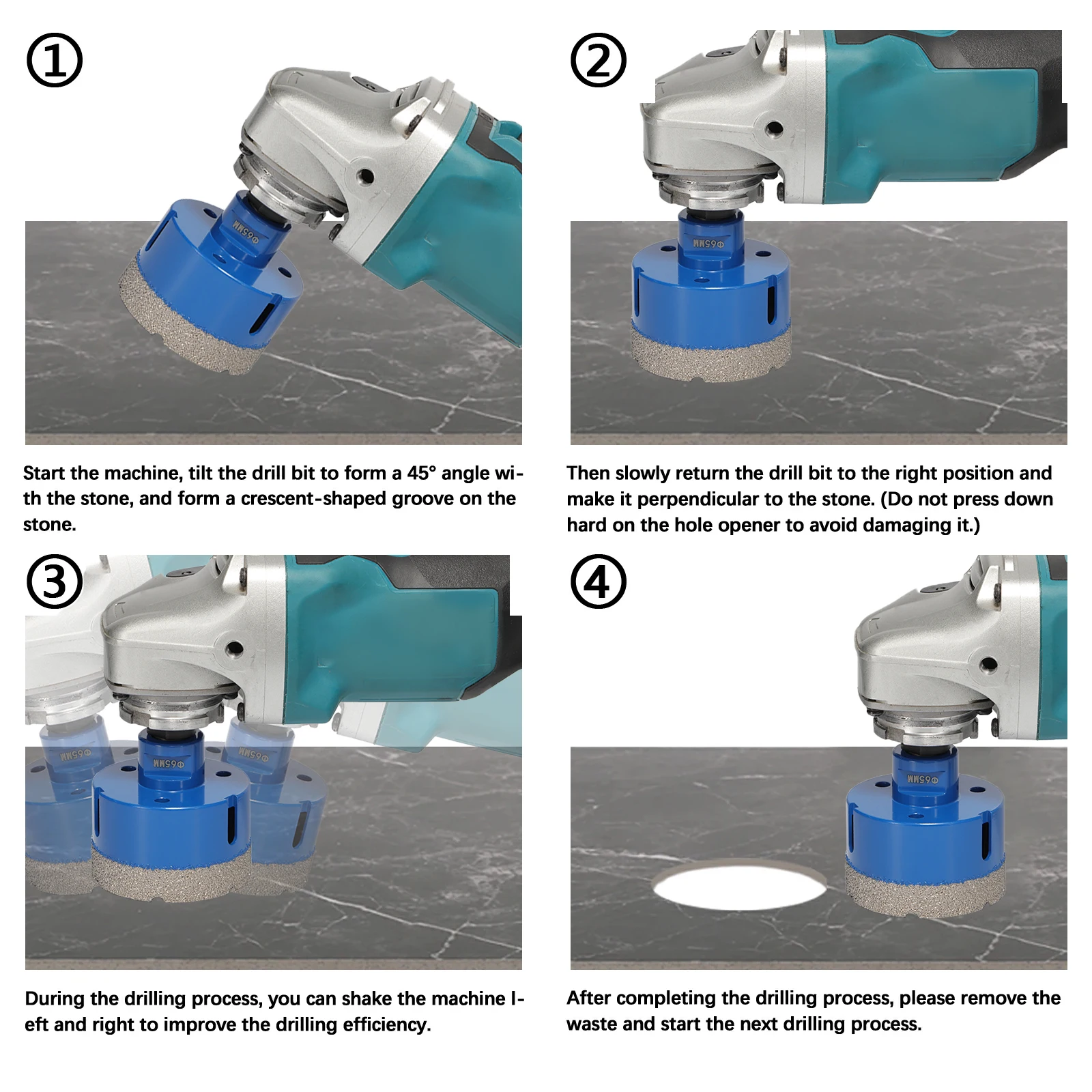 タイルドリル 5/6 個 M14 ドリルビットセット花崗岩大理石セラミックタイルガラスろう付けアングルダイヤモンドスレッドドライ真空 M14  アングルグラインダー ダイヤモンドドリルビットセット - 真空ろう付けカーバイドコア、ガラス、タイル、花崗岩、大理石用の高耐 ... スチールホールソーカッターツール、アングルグラインダーホールオープナーストーンドリル(70mm)