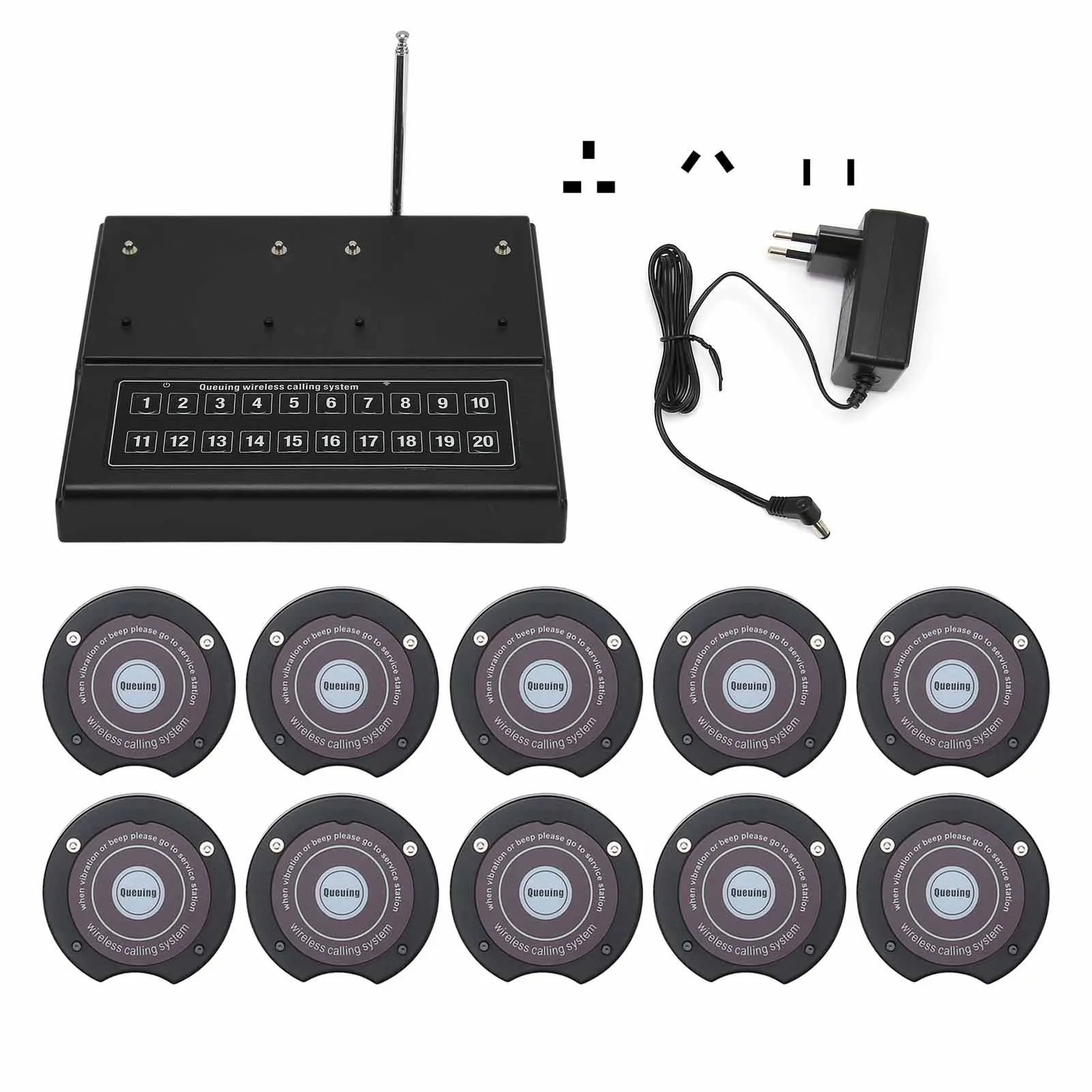 

Wireless Calling System 1 to 10 20 Channels Professional Chip Plug and Play Restaurant Pager Systems 100 to 240V new