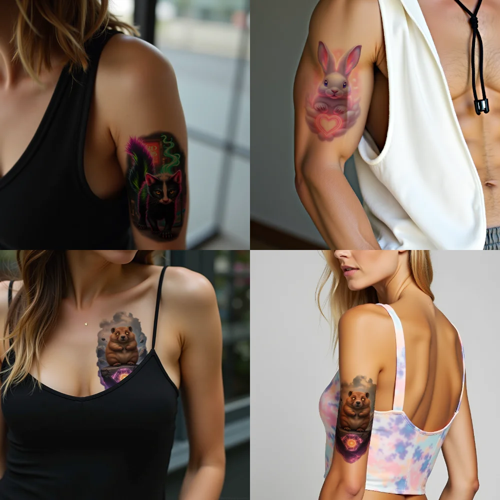 3 stücke Temporäre Tattoo Skorpion Realistische Temporäre Tattoos Wombat Panda Bunte Realismus Pferd Für Erwachsene Arme Oberschenkel – Detail 9