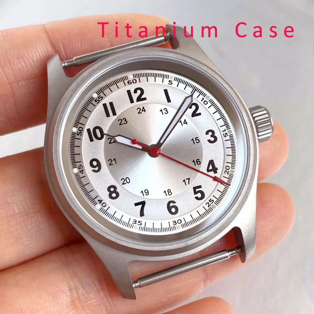 Pilot Titanium/Stainless Steel Watch Case with Sapphire Glass and Luminous Sunburst Dial, 36mm, 20ATM