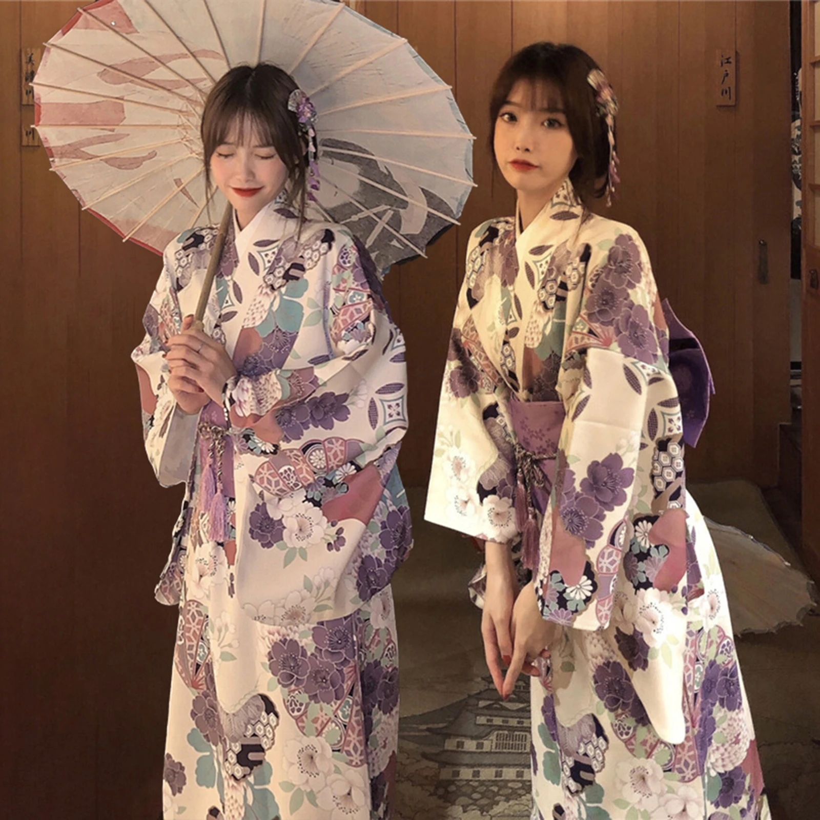 Women Japanese Kimono Lightweight Traditional Yukata for Festival Performance
