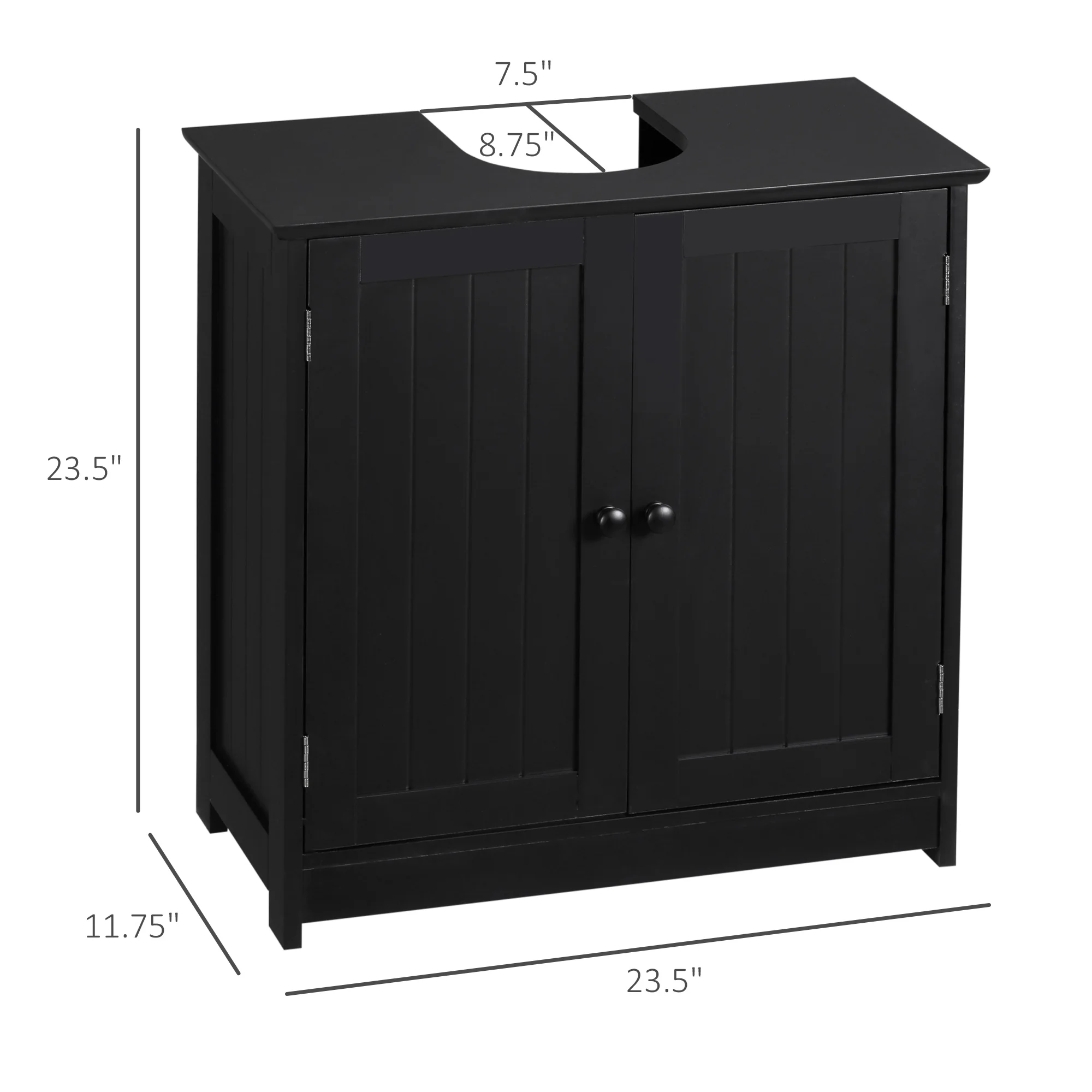 Homcom under Sink Bathroom Cabinet with 2 Doors and Shelf, Pedestal Sink Bathroom Vanity Cabinet, Black 3