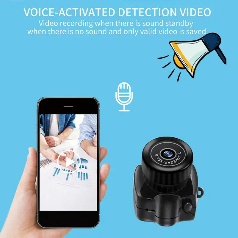 충전식 미니 DV/ DVR, 미니 Y2000 카메라, 인터넷 채팅, AVI 비디오 포맷, 검정색 HD 카메라, 640P480P, 행잉