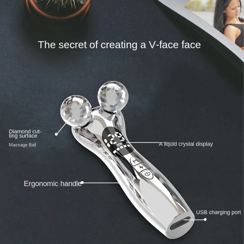 Face Lift Device 4D Roller Facial Massager V-Face Slimmer Skin Tightening Double Chin Remover Eye Care Vibration Massager